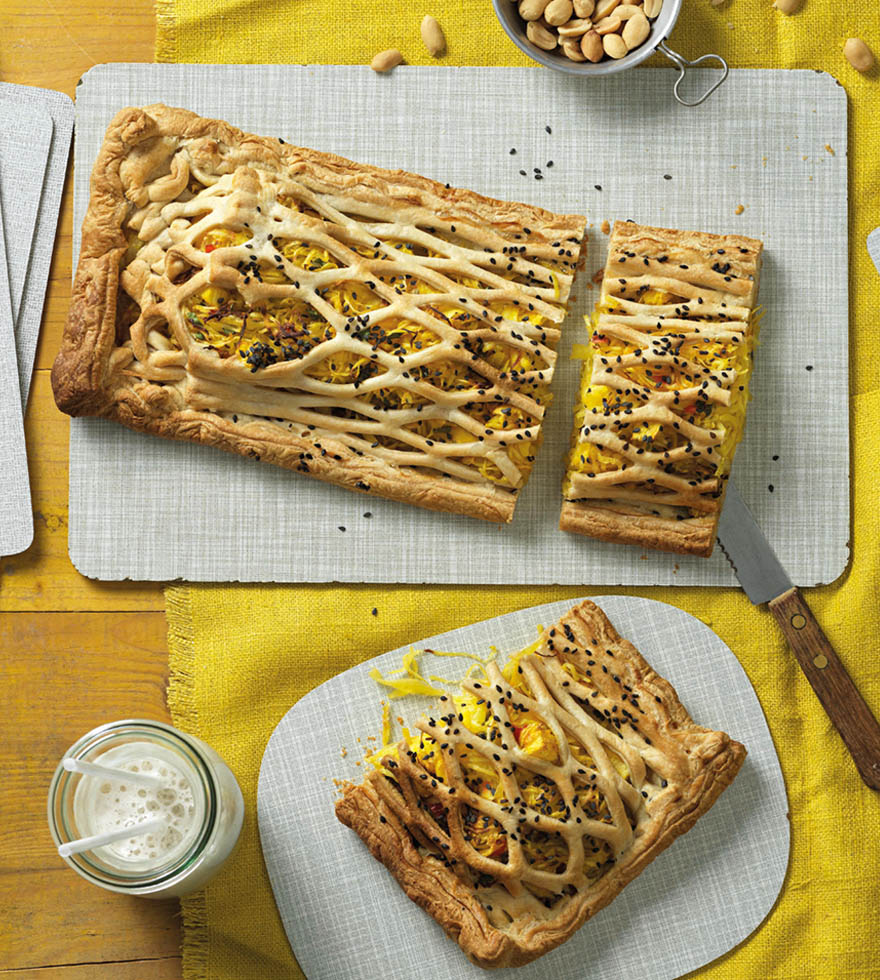 Veganer Gitter-Krautstrudel mit Curry und Ananas