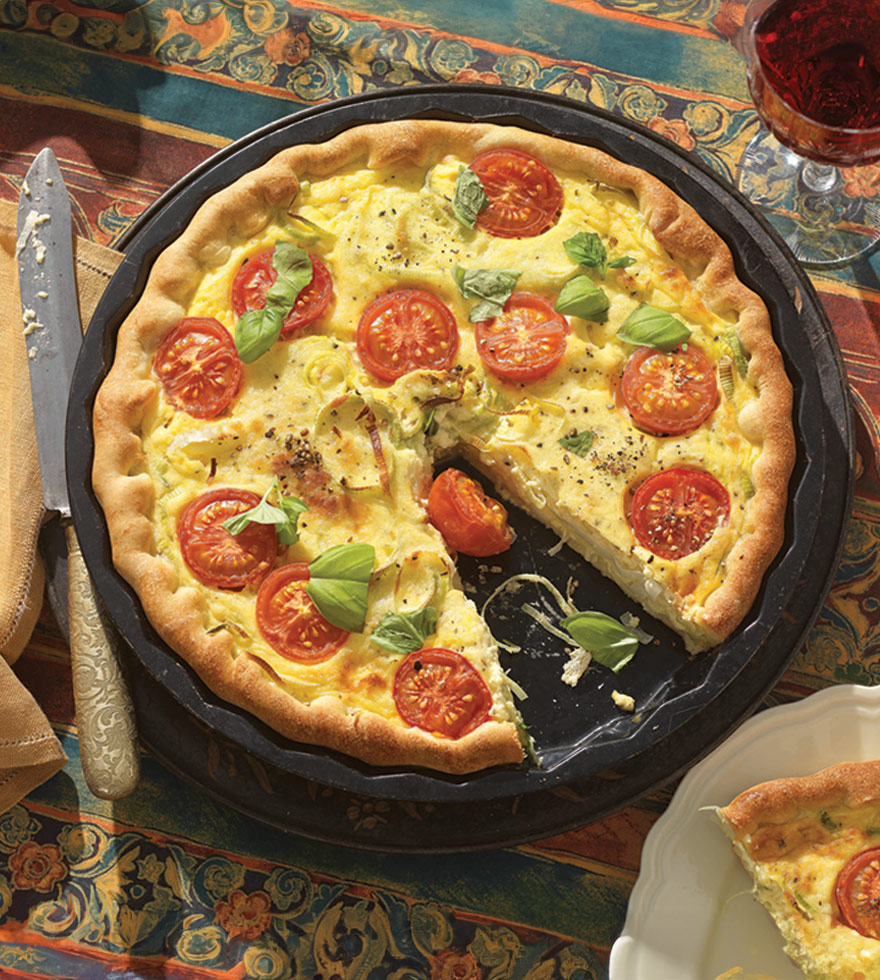 Lauch-Quiche mit Käse und Tomaten