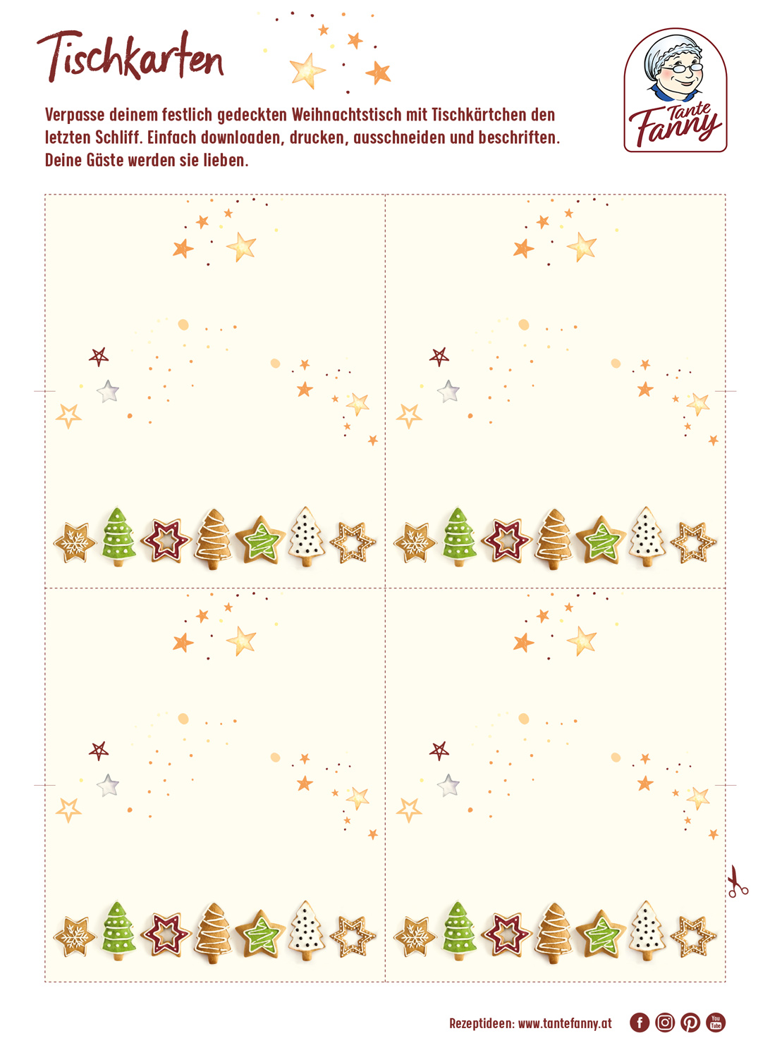 Gratis Tischkarten für Weihnachten