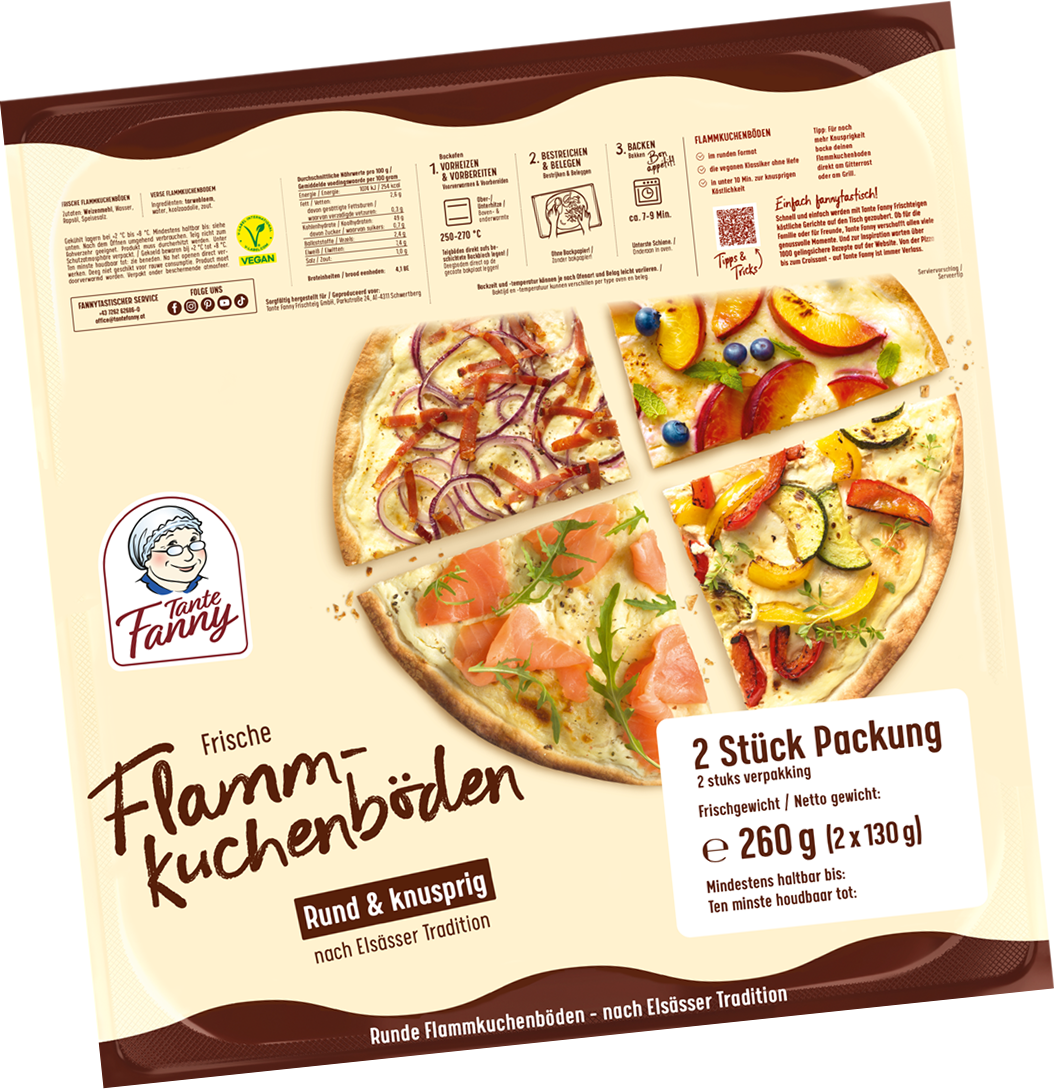 Tante Fanny Frische Flammkuchenböden rund 2er Packung 260 g