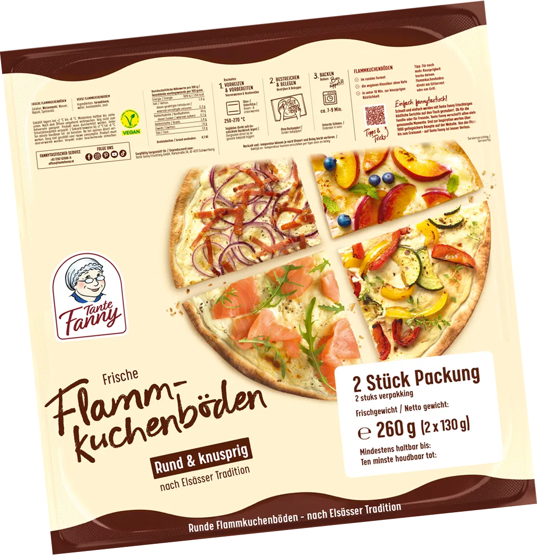 Tante Fanny Frische Flammkuchenböden rund 2er Packung 260 g