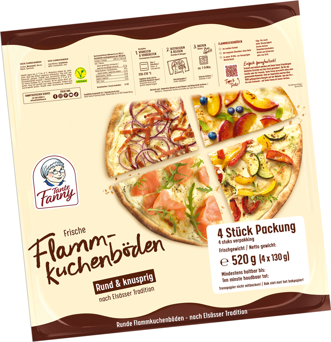 Tante Fanny Frische Flammkuchenböden rund 4er Packung 520 g