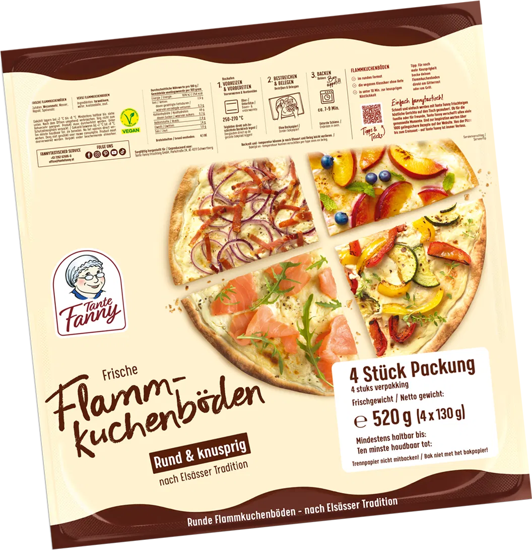 Tante Fanny Frische Flammkuchenböden rund 4er Packung 520 g