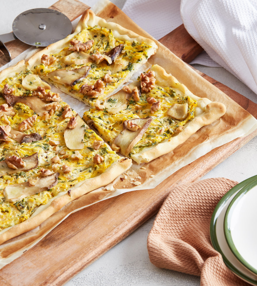 Sütőtökös pizza gombával
