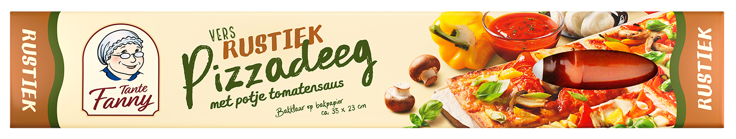 Packshot pizza kit rustiek met tomatensaus van Tante Fanny