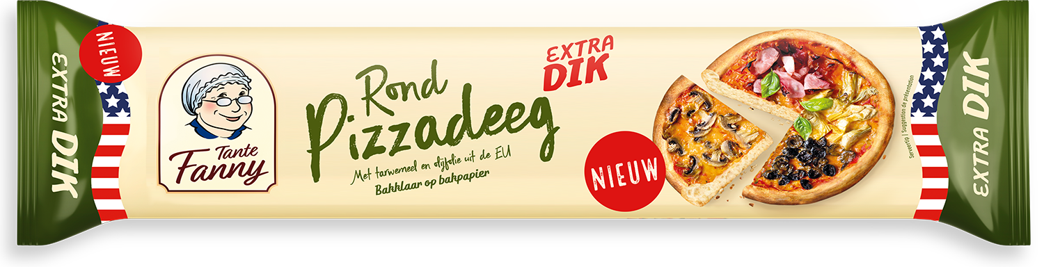 Packshot rond pizzadeeg extra dik american style Tante Fanny