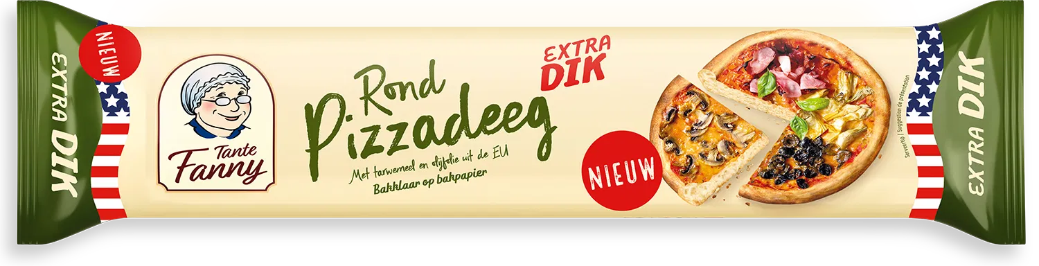 Packshot rond pizzadeeg extra dik american style Tante Fanny