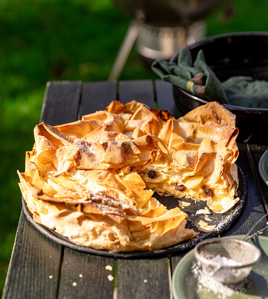 Apfelstrudelkuchen vom Grill