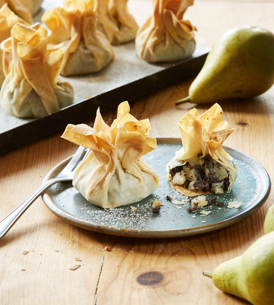Birnen-Mohn-Strudelsäckchen