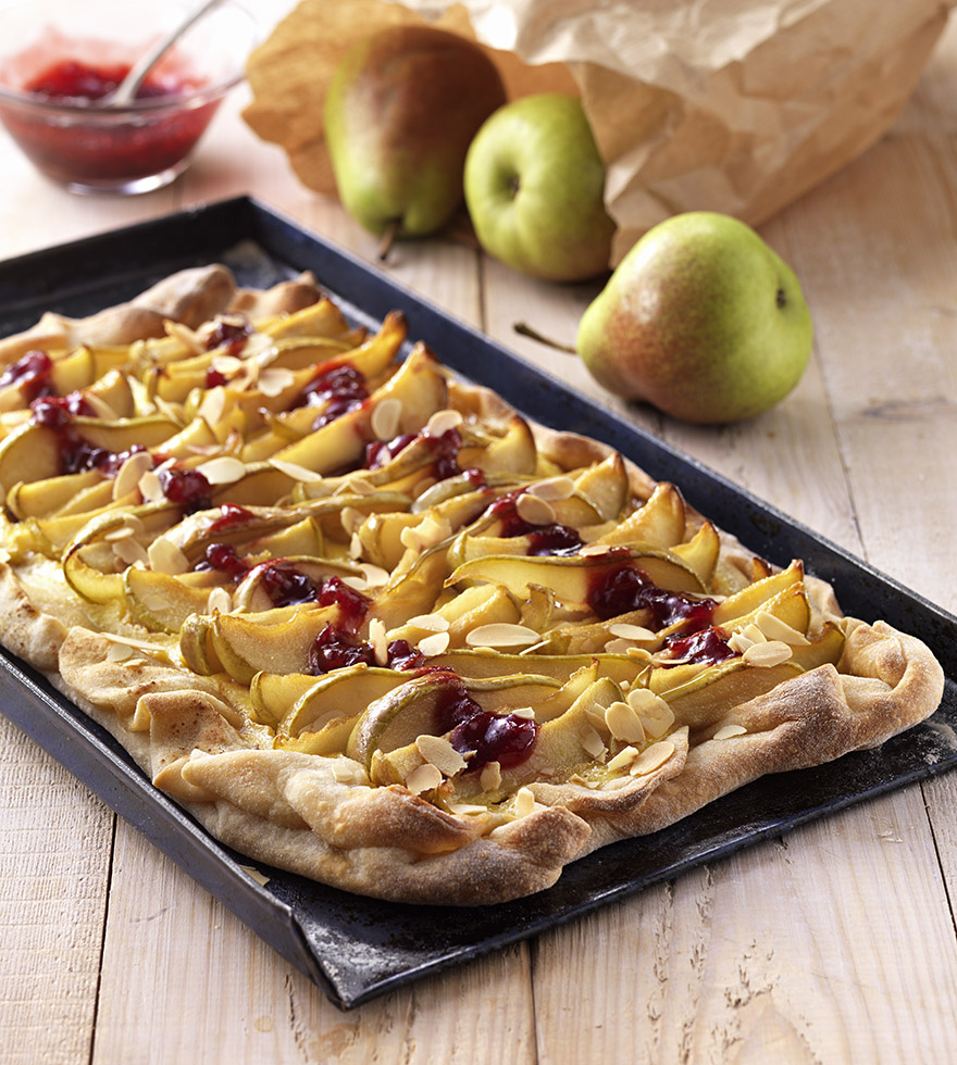 Süßer Birnen-Flammkuchen mit Preiselbeeren Tante Fanny