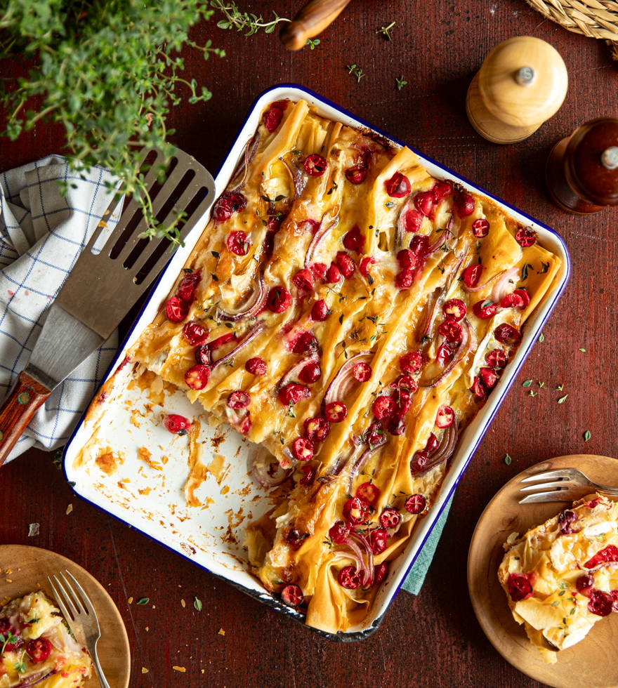 Crinkle mit Cranberries und Camembert