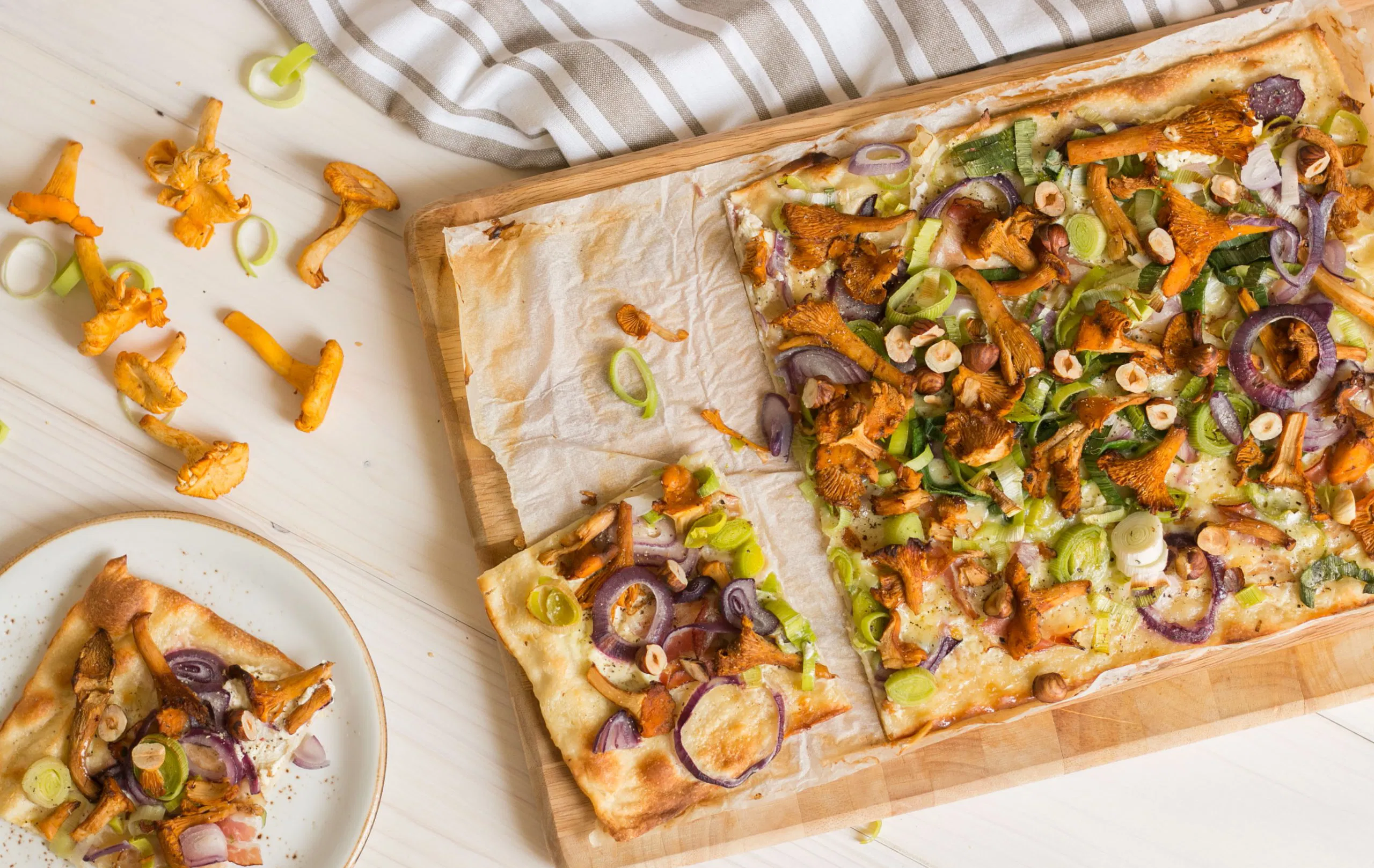 Flammkuchen mit Eierschwammerl - Pfifferlinge Flammkuchen