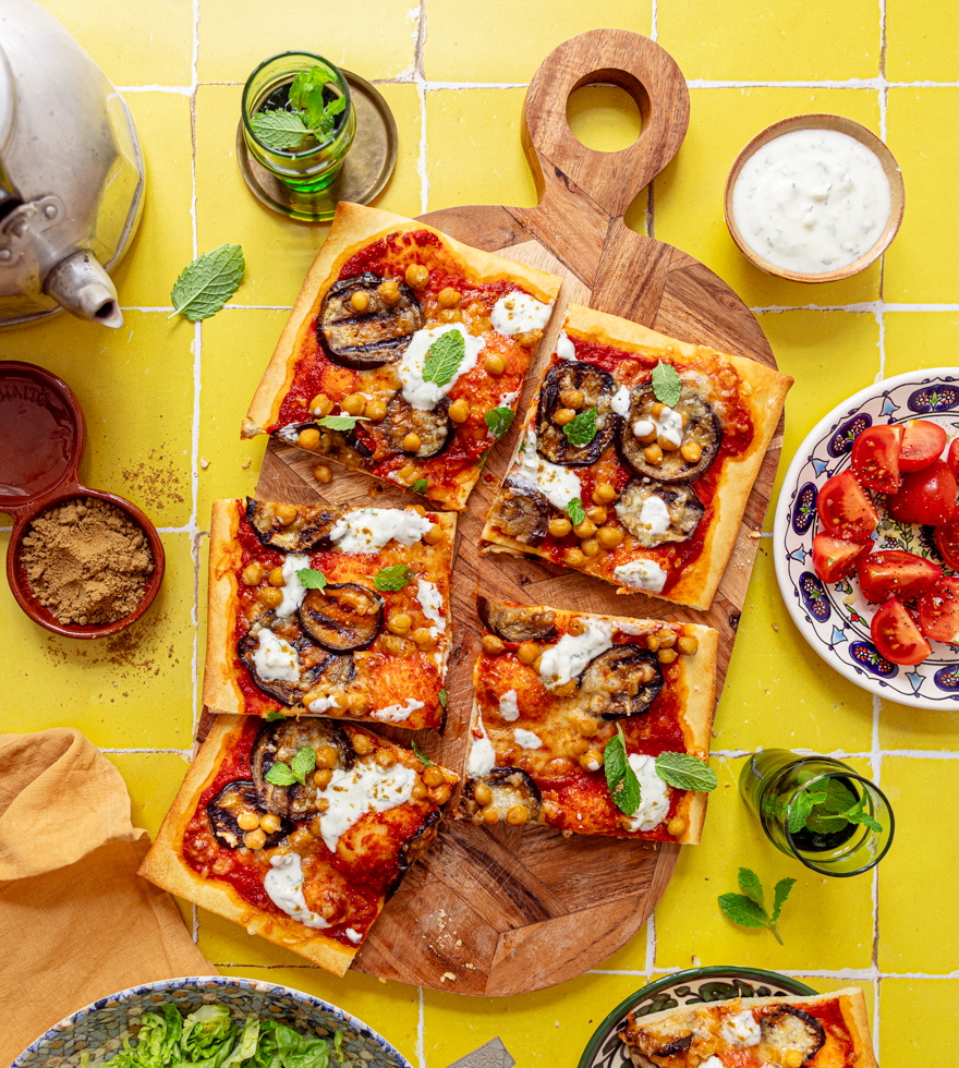 Marokkanische Melanzani-Pizza