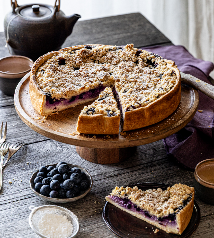 Veganer Cheesecake mit Heidelbeeren