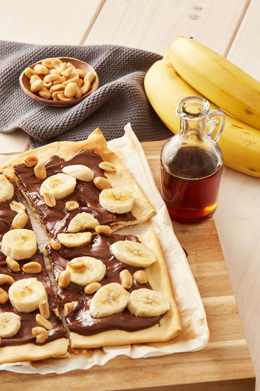 Knuspriger Schoko-Bananen-Flammkuchen