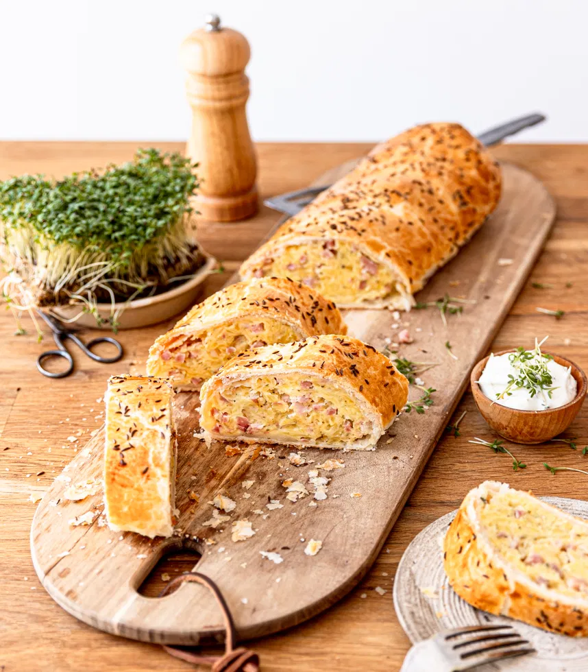 Recept: strudel met ham en aardappel