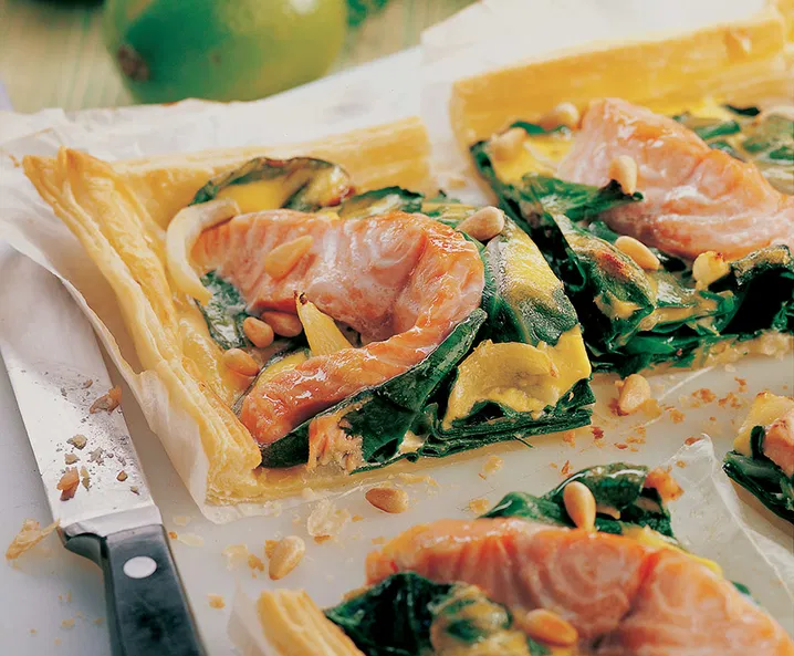 Blechkuchen mit Lachs und Mangold Tante Fanny