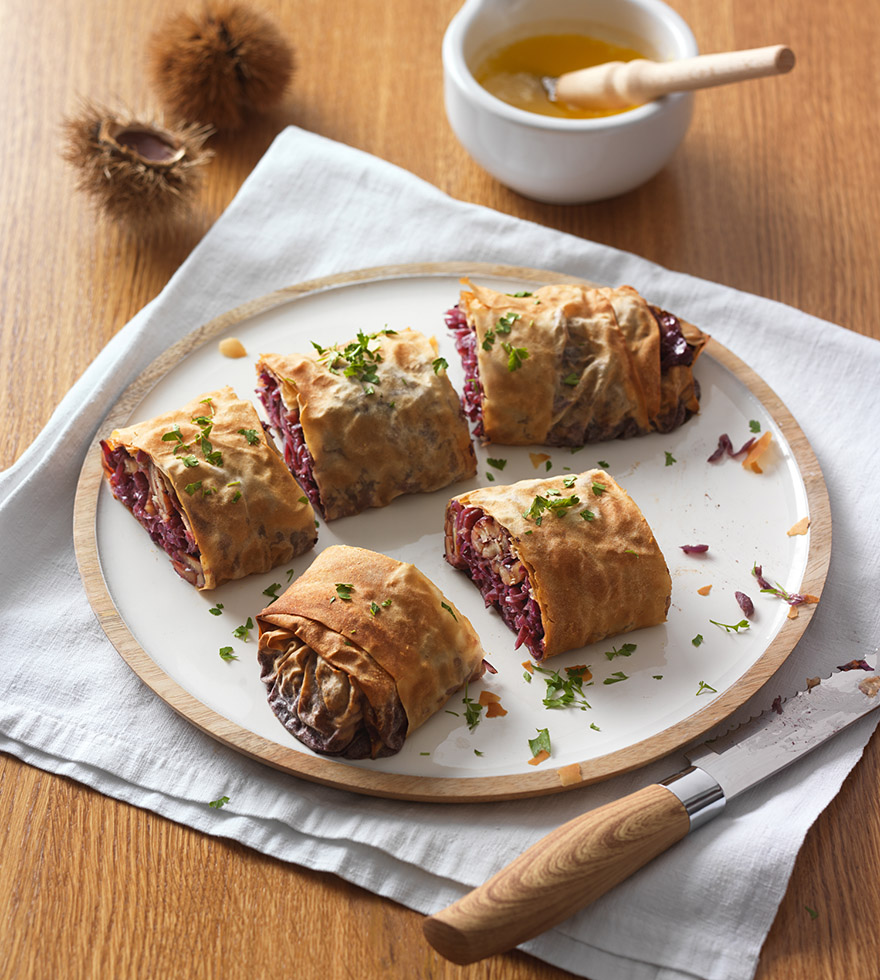 Rotkrautstrudel mit Maroni