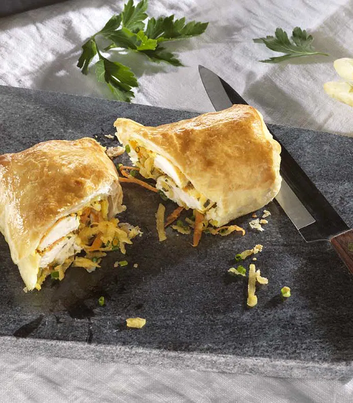 Spargel-Hühnerbrust-Strudel mit Blätterteig