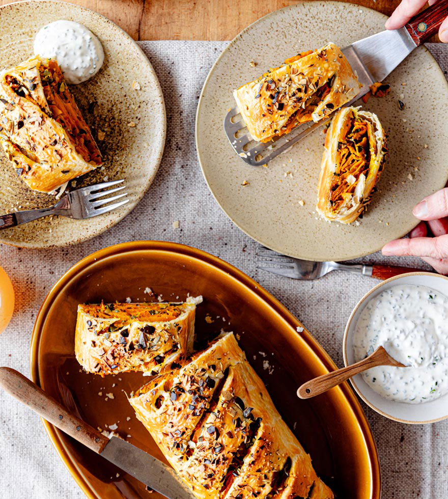 Vegetarischer Kürbisstrudel