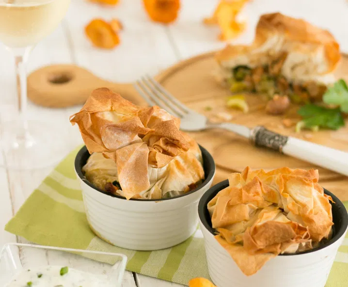 Eierschwammerl Strudelsäckchen aus Filoteig - Tante Fanny