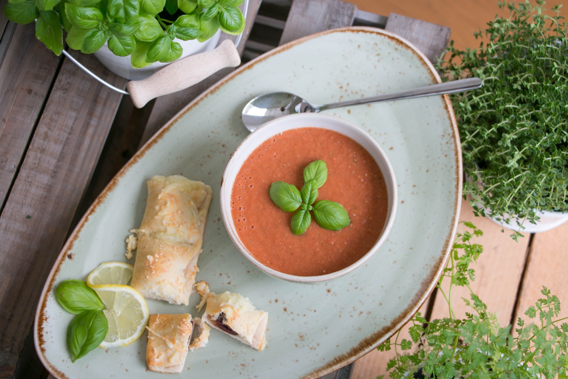 Gazpacho mit Olivenstangerl