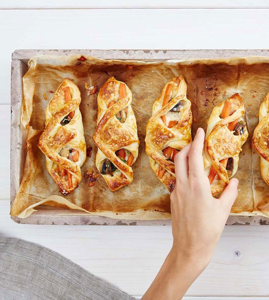 Schwammerl-Karottentaschen mit Ziegenfrischkäse