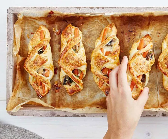 Schwammerl-Karottentaschen mit Ziegenfrischkäse