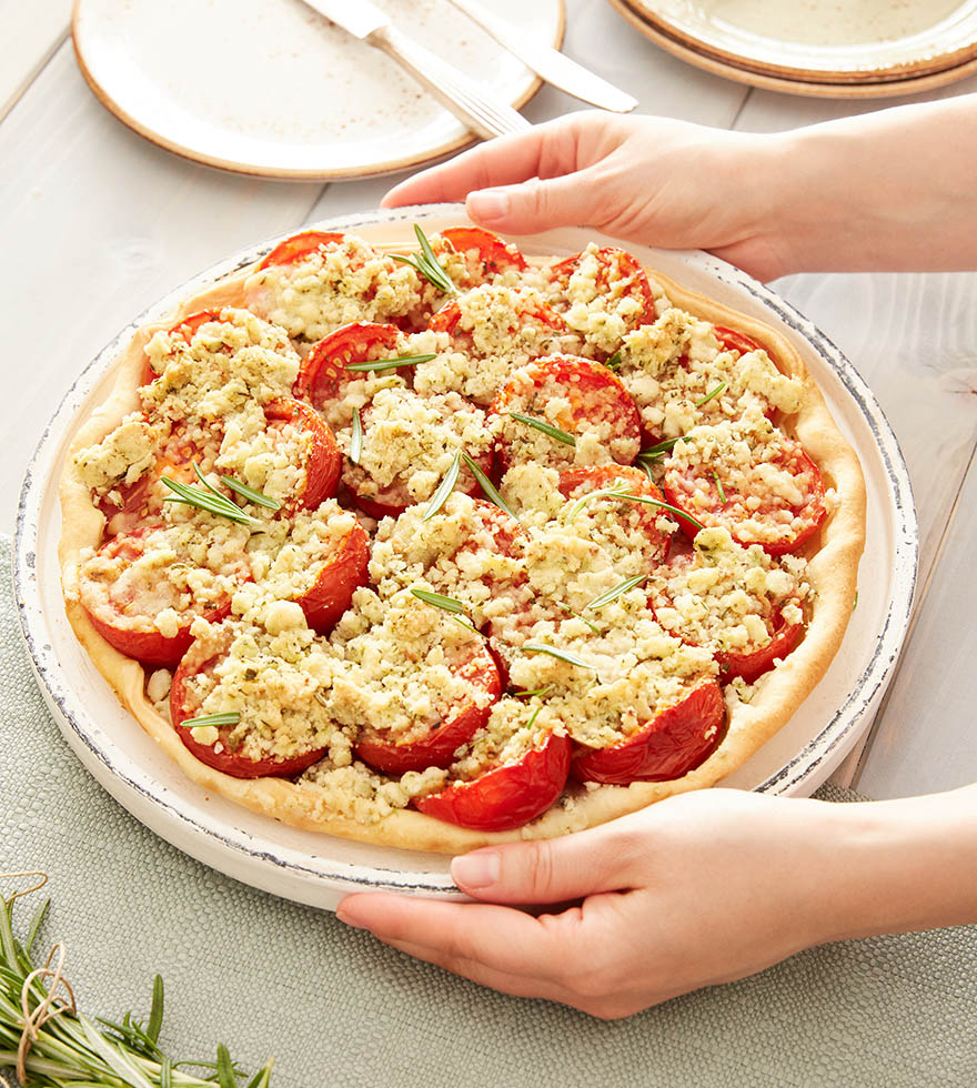 Tomatenquiche mit Rosmarinstreusel