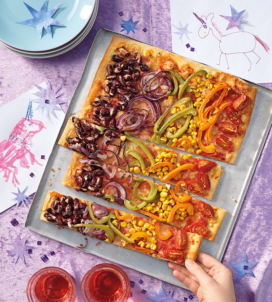 Regenbogenpizza - Rezept