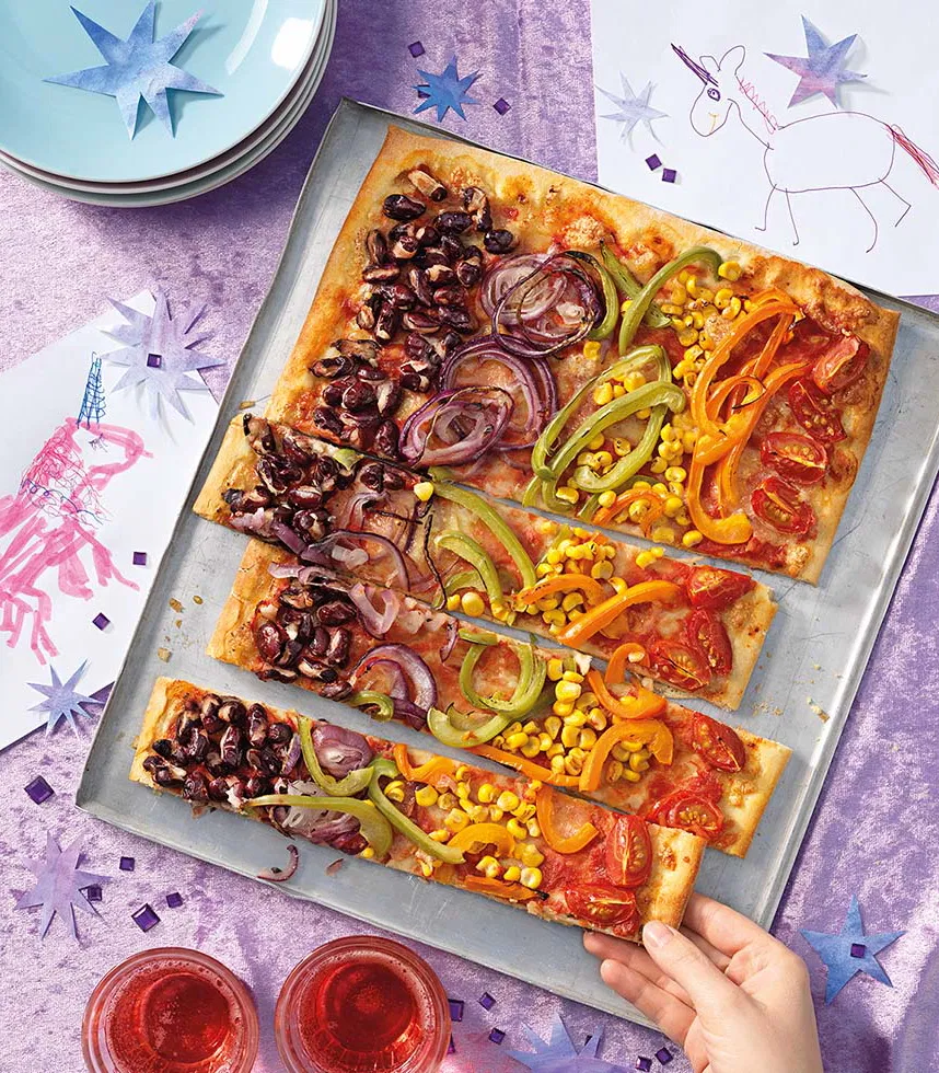 Regenbogenpizza - Rezept