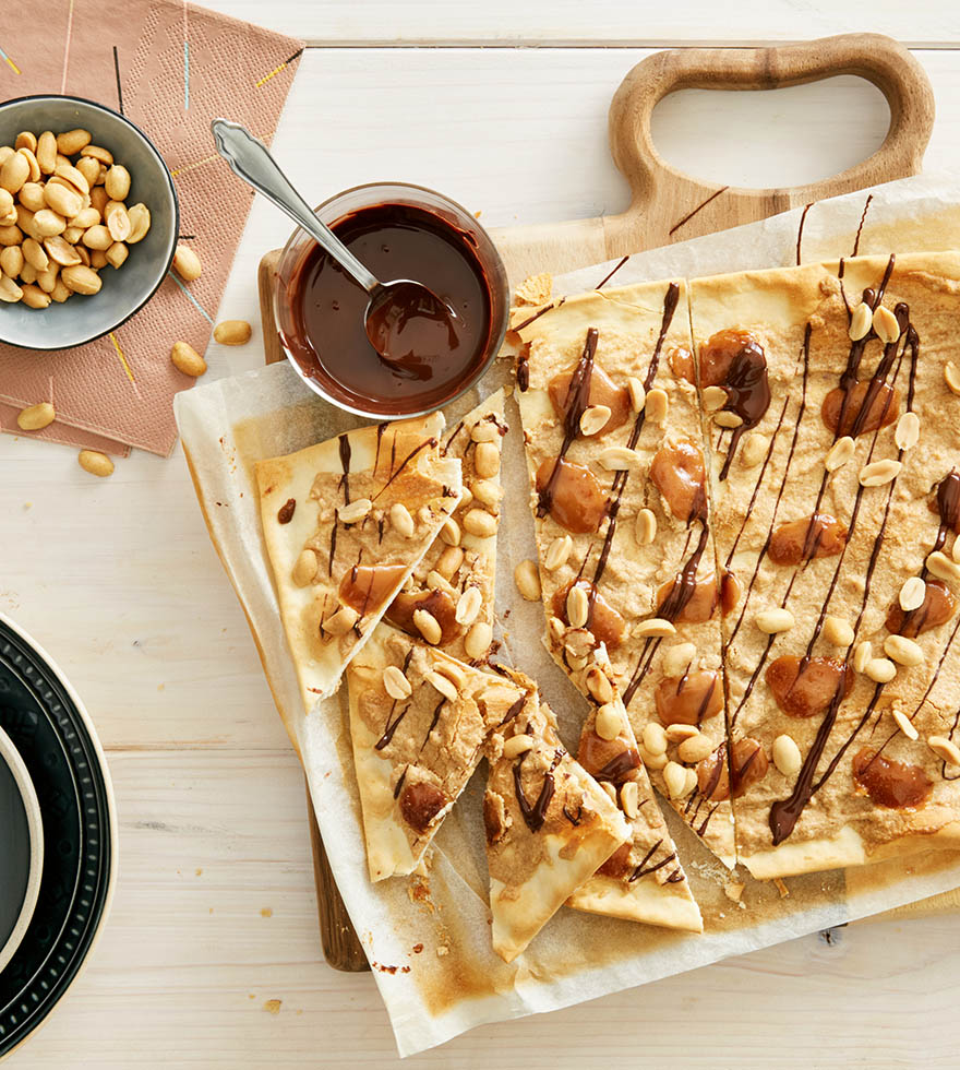 Flammkuchen mit Erdnuss & Karamell - süßes Flammkuchen Rezept