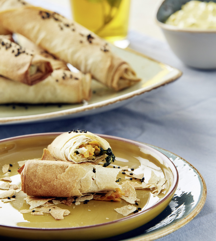 Vegane Börek mit Süßkartoffeln und Spinat - Rezept