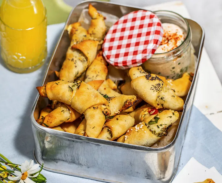 Vegetarische Flammkuchenhörnchen