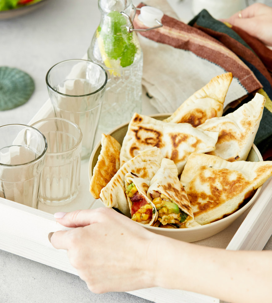 Wraptaschen aus Flammkuchen mit TexMex Füllung