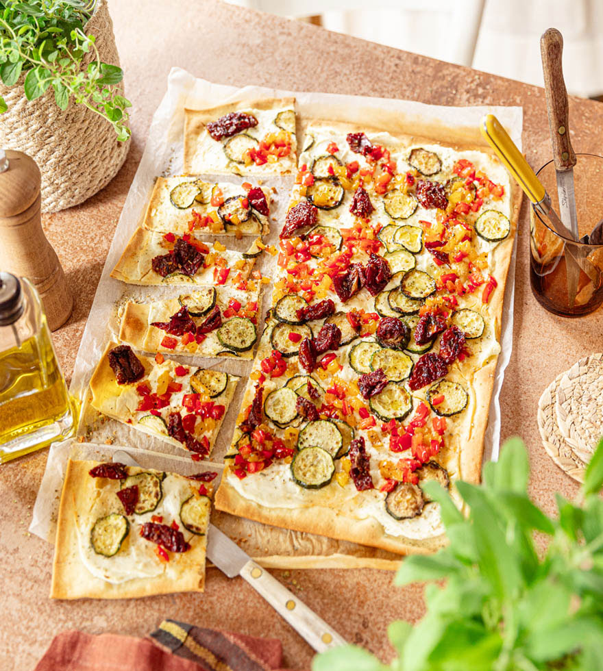 Verse mediterraanse Flammkuchen
