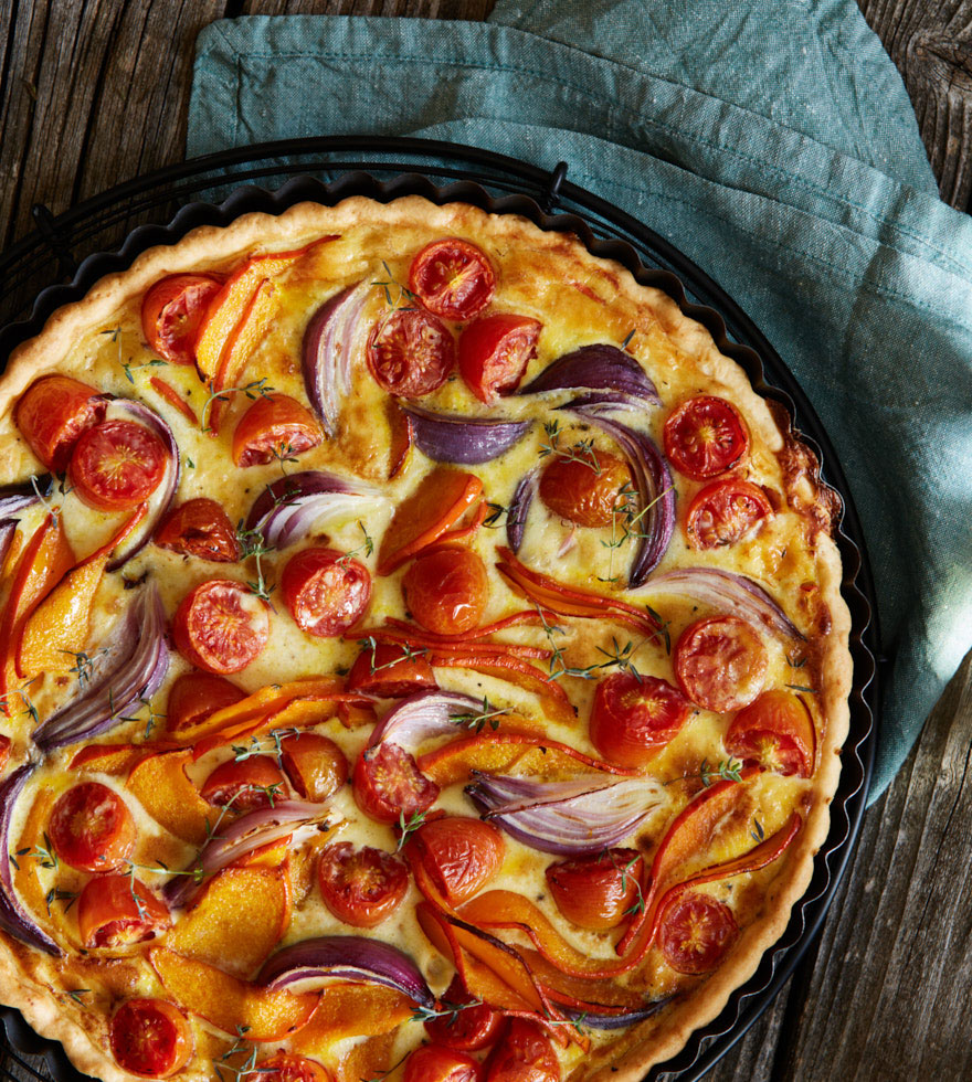 Kürbis-Tomaten Quiche