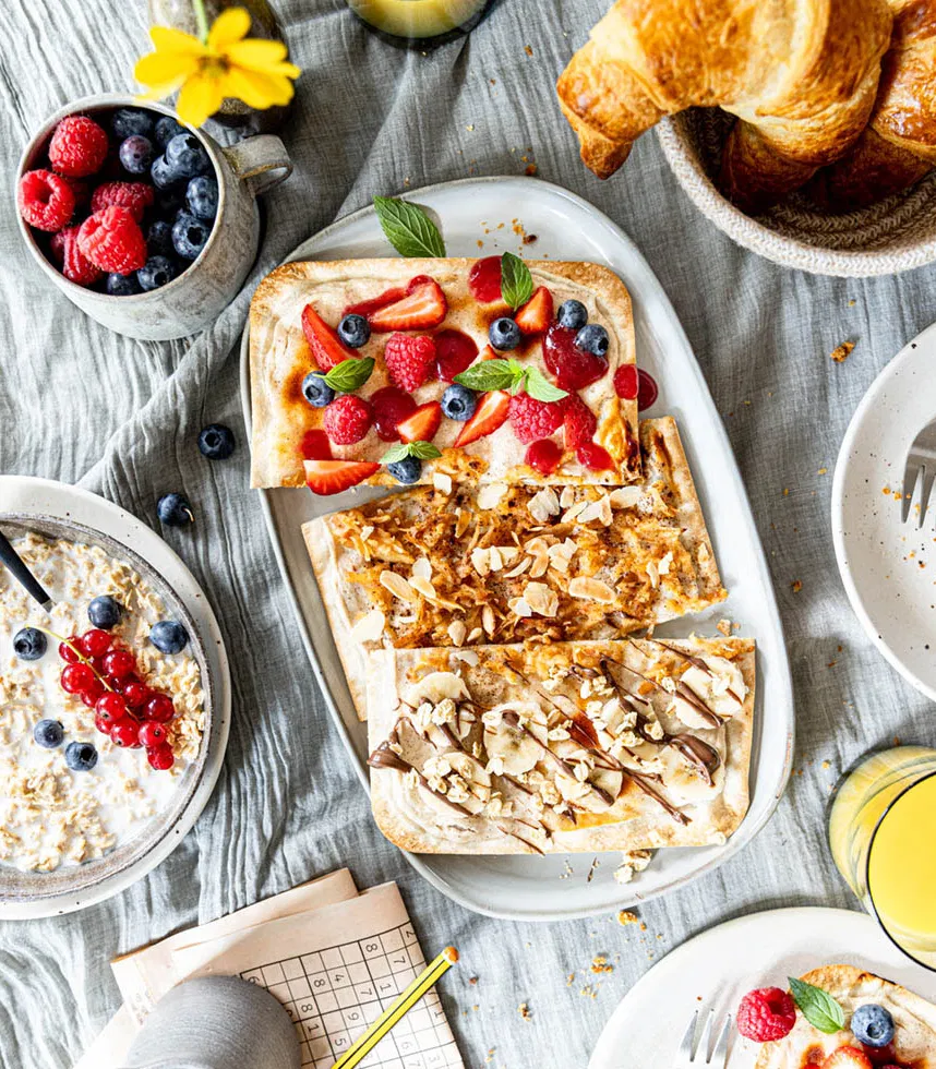 Süßer Brunch-Flammkuchen