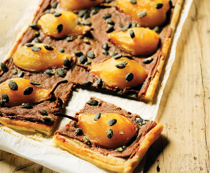 Nugát torta körtével