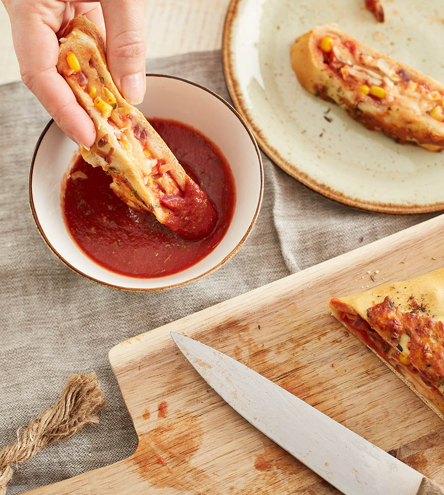 Zöldséges pizza rolád