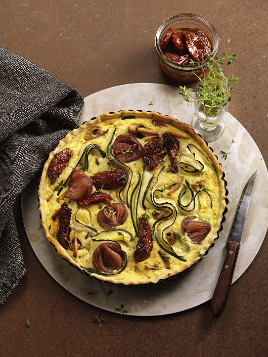 Quiche cukkinivel és szárított paradicsommal