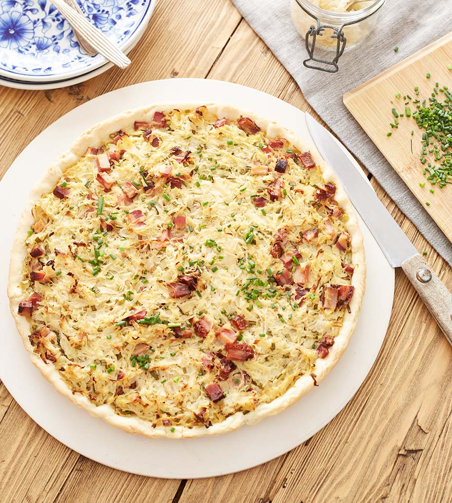Savanyú káposztás quiche ropogós szalonnával
