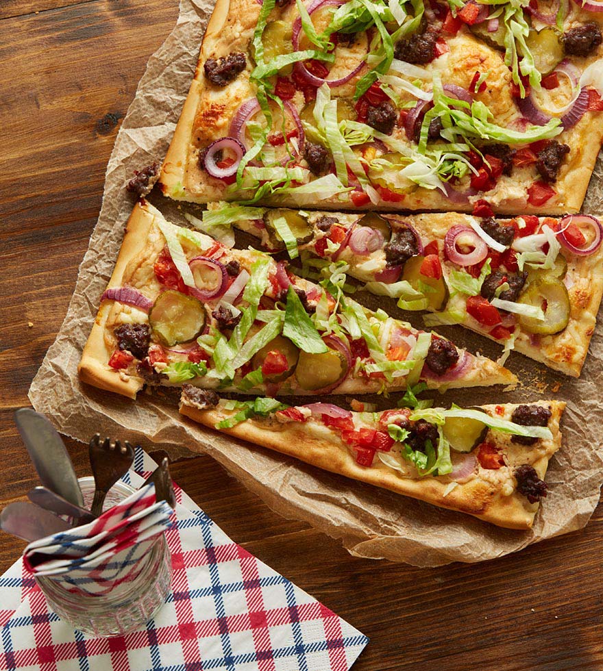 sajtburger pizza