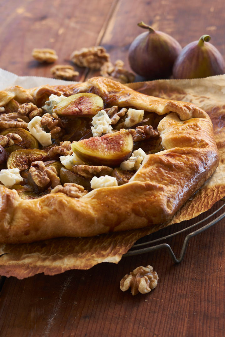 Galette met vijgen en gekakarmeliseerde ui
