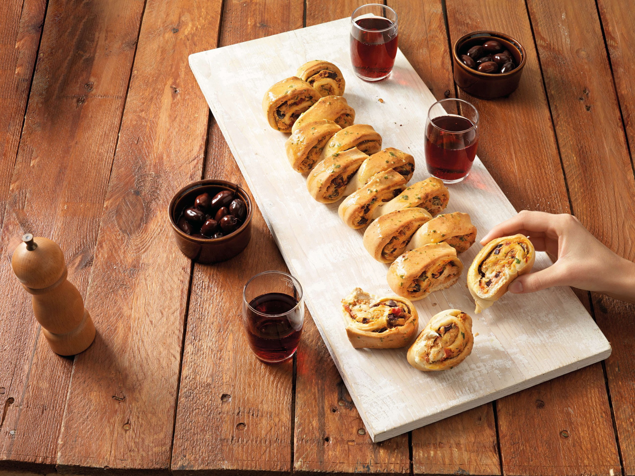 Vegetarische snack: Pizzasnacks met gedroogde tomaten