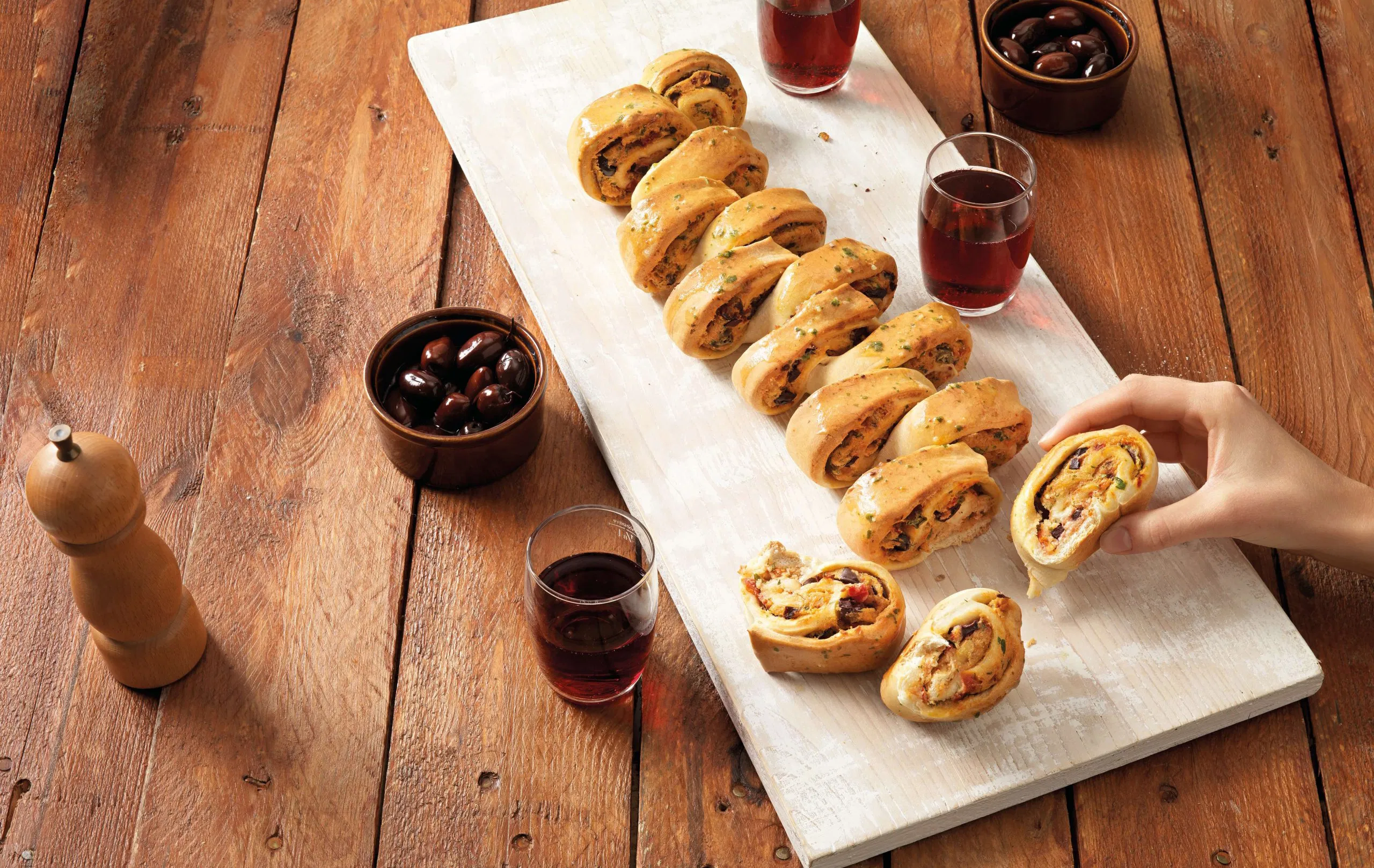 Vegetarische snack: Pizzasnacks met gedroogde tomaten