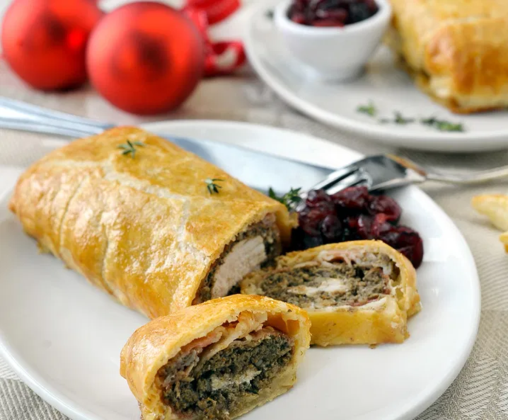 Kip encroute met chutney en paddenstoelen Tante Fanny