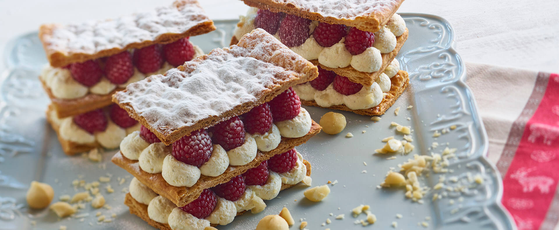Millefeuille met slagroom en frambozen Tante Fanny