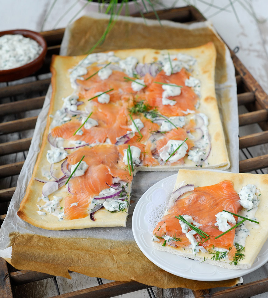 Speltpizza met zalm Tante Fanny
