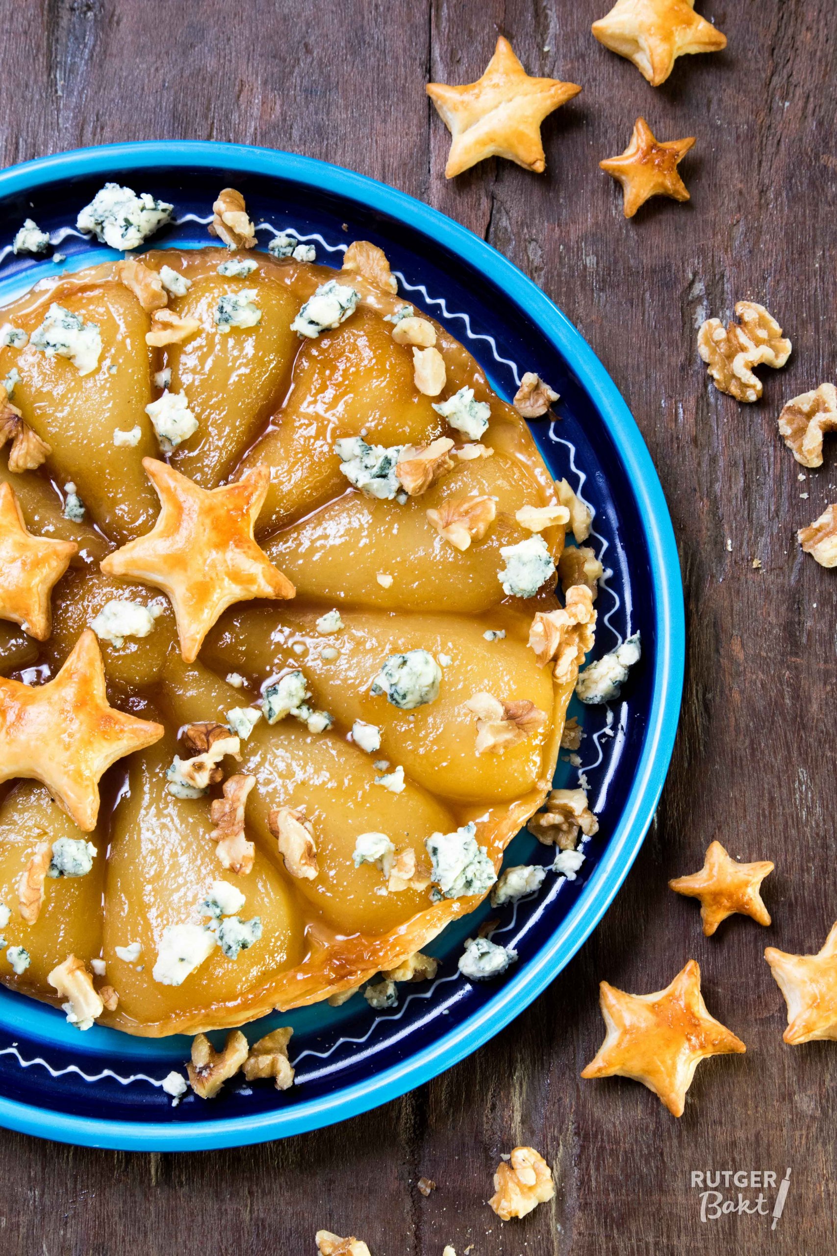 Tarte tatin met peer en blauwe kaas